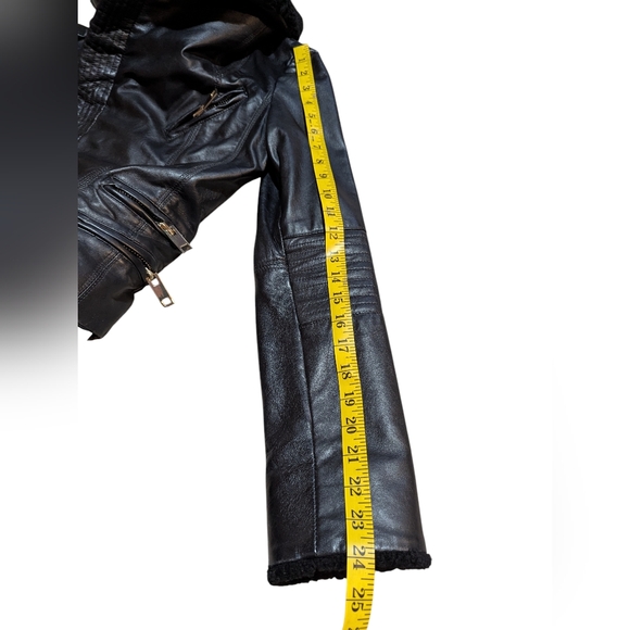 Badgley Mischka Shearling Leather Jacket in Black size XS - Picture 10 of 11